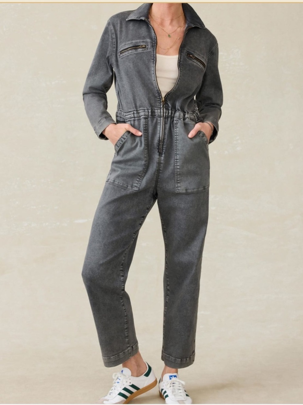 Faherty Sunwashed Denim Jumpsuit‎ Washed Black 6
